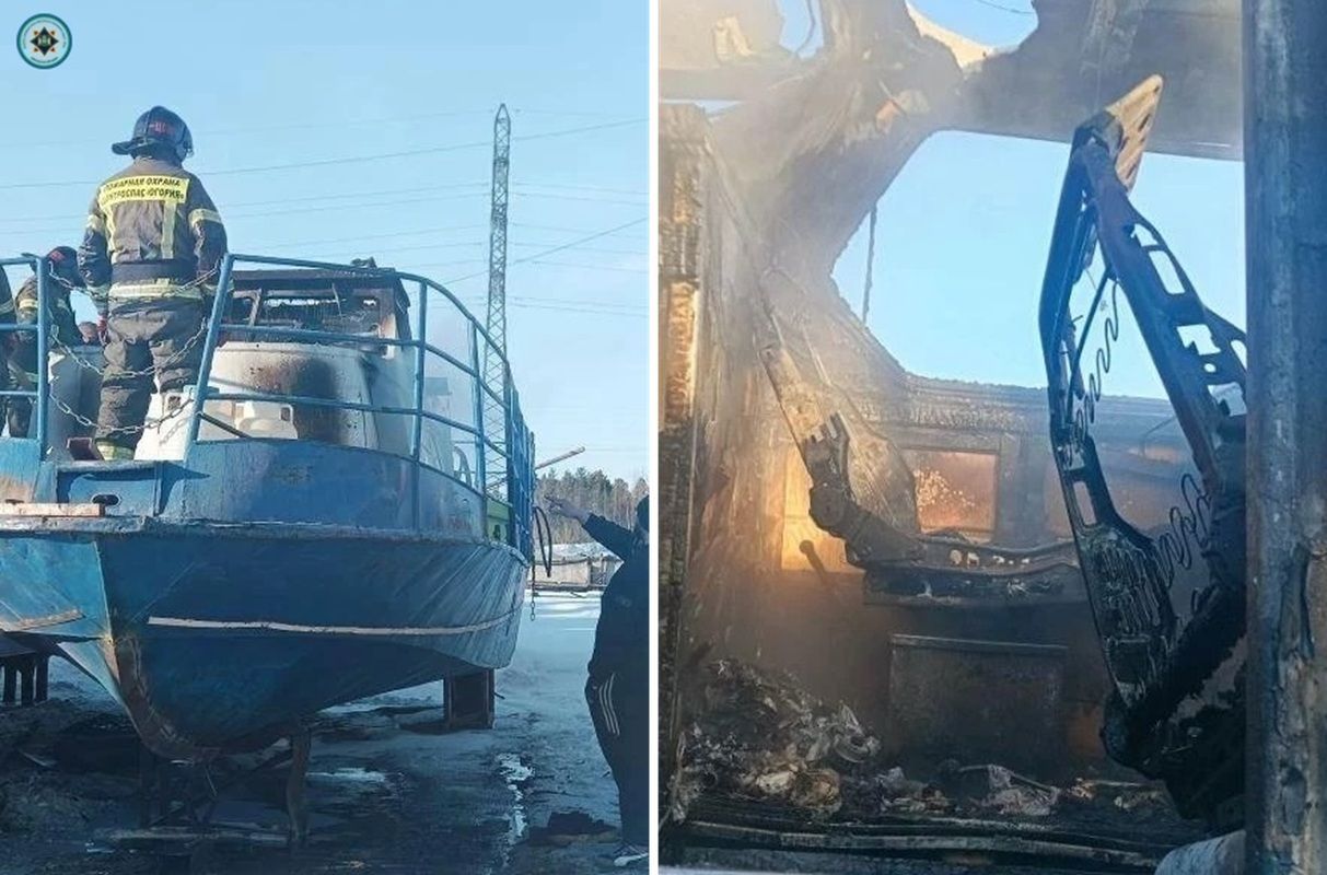 В Югре загорелся катер